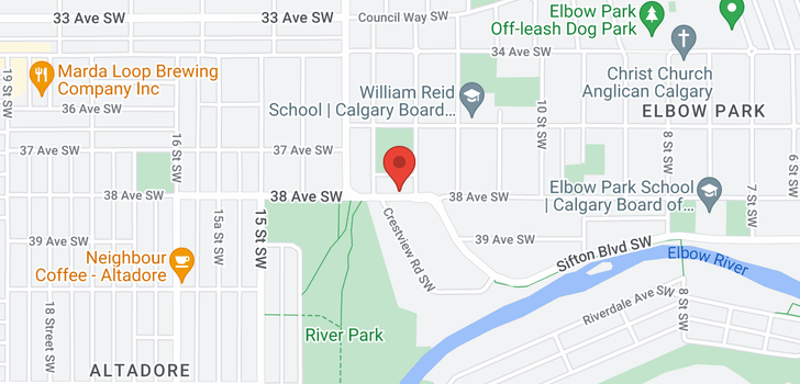 map of 1308 38 Avenue SW
